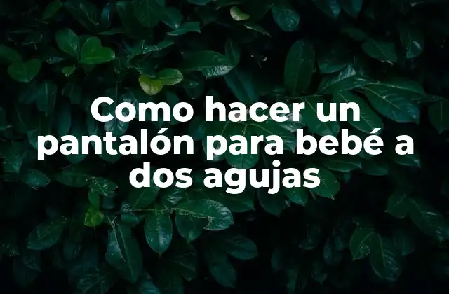 Como Hacer un Pantalón para Bebé a Dos Agujas