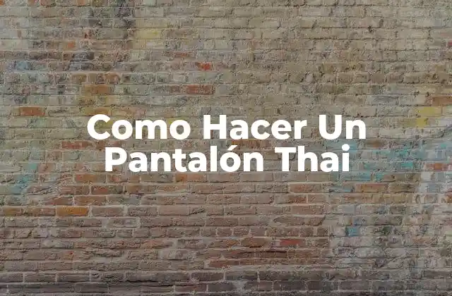 Como Hacer un Pantalón Thai 2 ¿Qué es un Pantalón Thai?