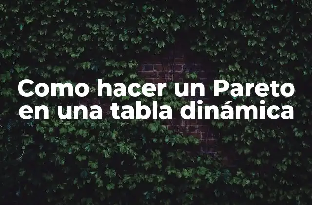 Como Hacer un Pareto en una Tabla Dinámica