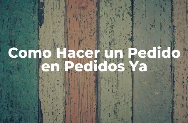 Como Hacer un Pedido en Pedidos Ya