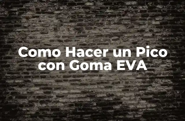 Como Hacer un Pico con Goma Eva