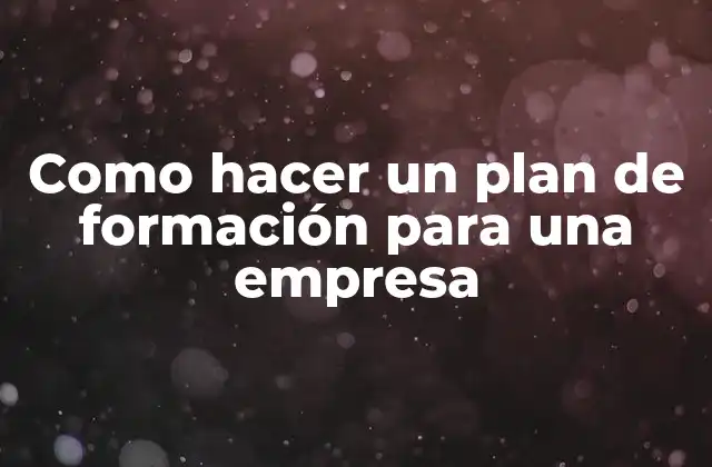 Como Hacer un Plan de Formación para una Empresa