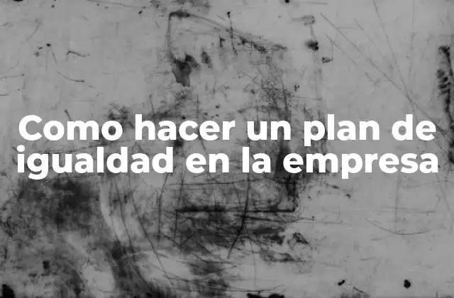 Como Hacer un Plan de Igualdad en la Empresa