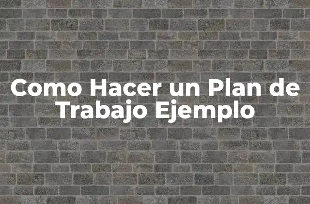 Como Hacer un Plan de Trabajo Ejemplo