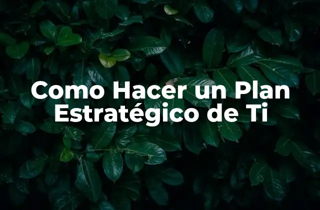 Como Hacer un Plan Estratégico de Ti