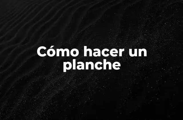Cómo hacer un planche