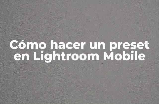 Cómo Hacer un Preset en Lightroom Mobile