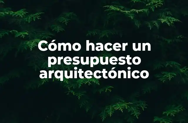 Cómo Hacer un Presupuesto Arquitectónico