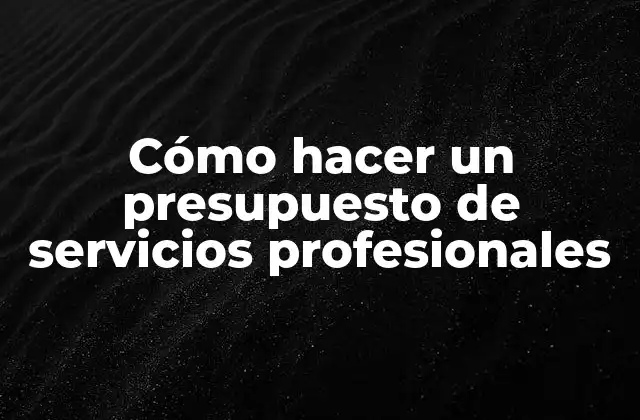 Cómo Hacer un Presupuesto de Servicios Profesionales 2 ¿Qué es un presupuesto de servicios profesionales?