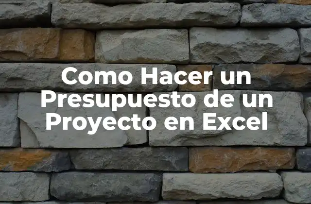 Como Hacer un Presupuesto de un Proyecto en Excel