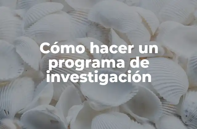 Cómo Hacer un Programa de Investigación