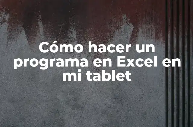 Cómo hacer un programa en Excel en mi tablet