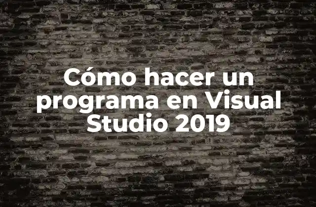 Cómo Hacer un Programa en Visual Studio 2019
