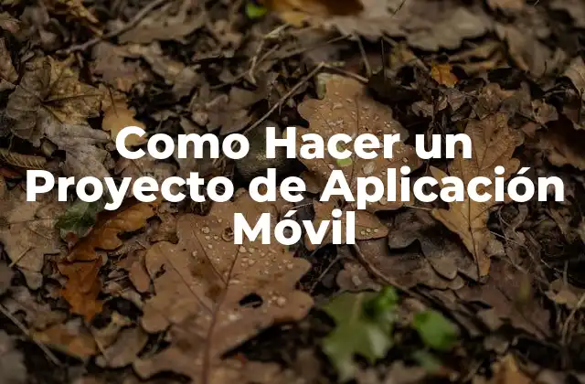 Como Hacer un Proyecto de Aplicación Móvil