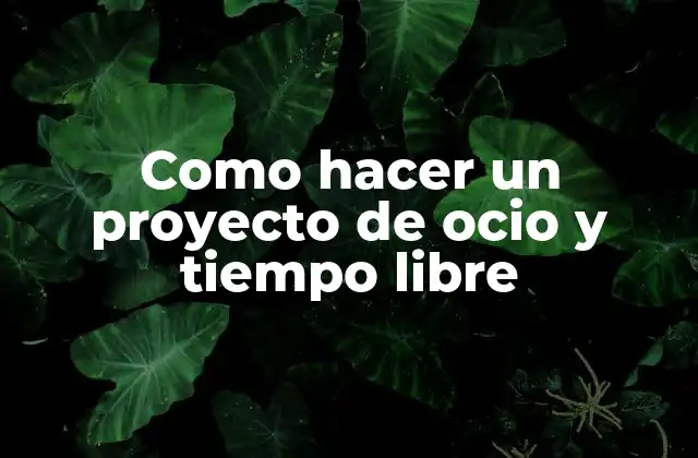 Como Hacer un Proyecto de Ocio y Tiempo Libre