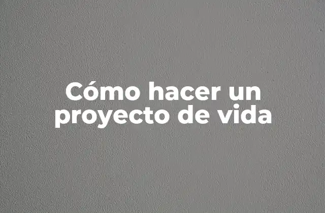 Cómo Hacer un Proyecto de Vida