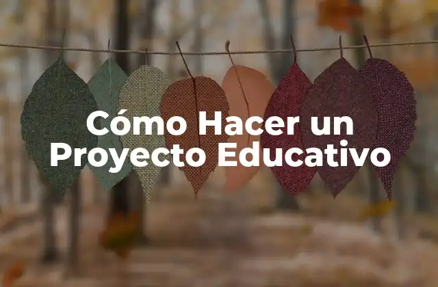 Cómo Hacer un Proyecto Educativo