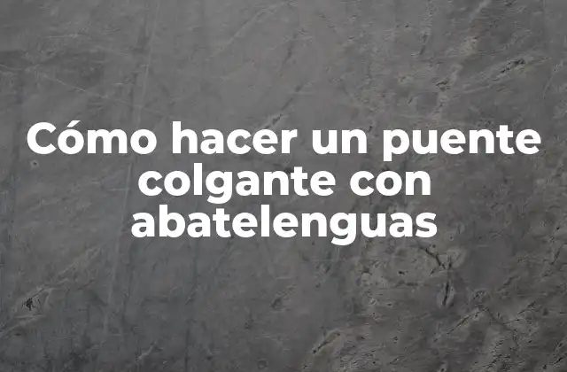 Cómo Hacer un Puente Colgante con Abatelenguas 2 ¿Qué es un puente colgante con abatelenguas?