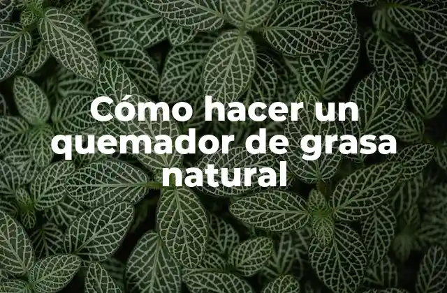 Cómo Hacer un Quemador de Grasa Natural