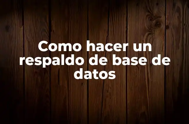 ¿Qué es un respaldo de base de datos y para qué sirve?