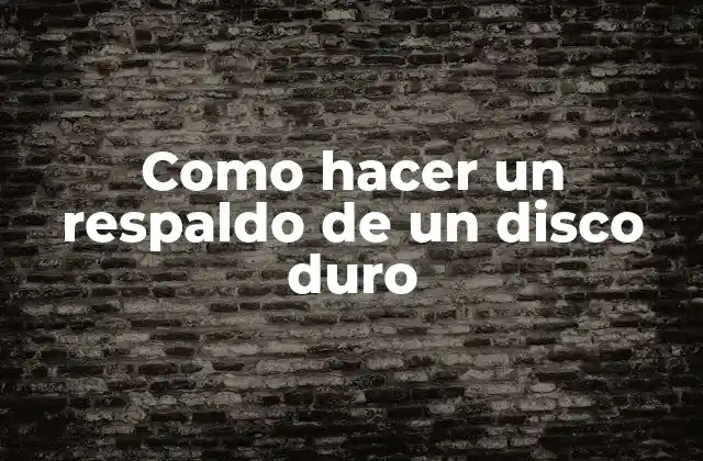 Como Hacer un Respaldo de un Disco Duro