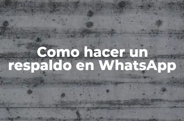 Como Hacer un Respaldo en Whatsapp