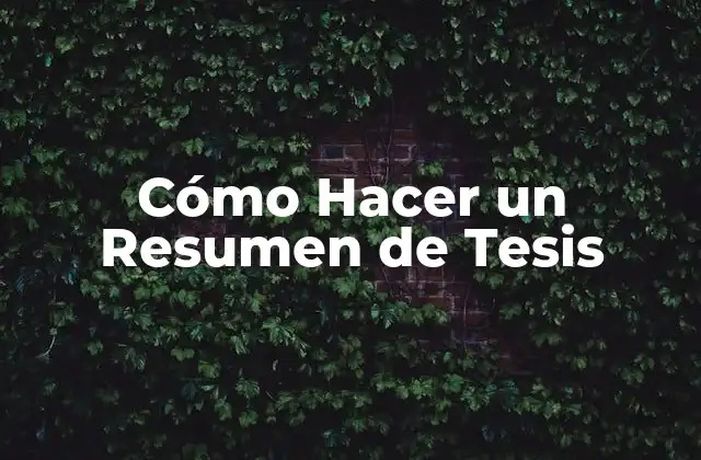 Cómo Hacer un Resumen de Tesis
