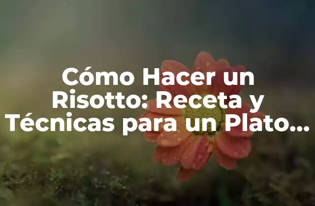 Cómo Hacer un Risotto: Receta y Técnicas para un Plato Exquisito