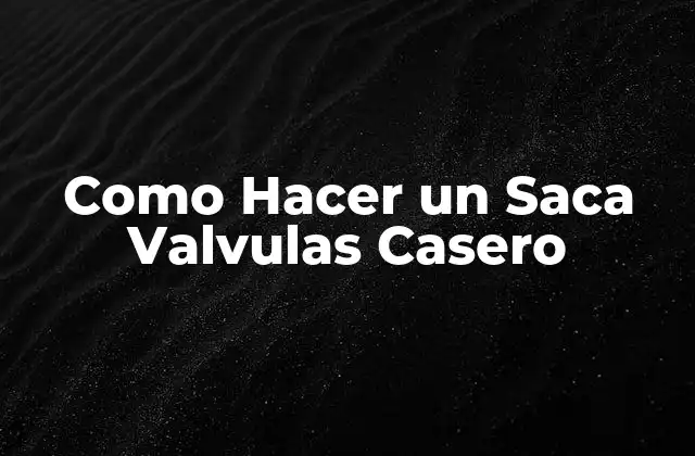 Como Hacer un Saca Valvulas Casero