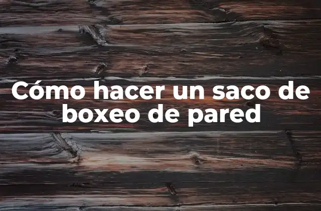 Cómo Hacer un Saco de Boxeo de Pared