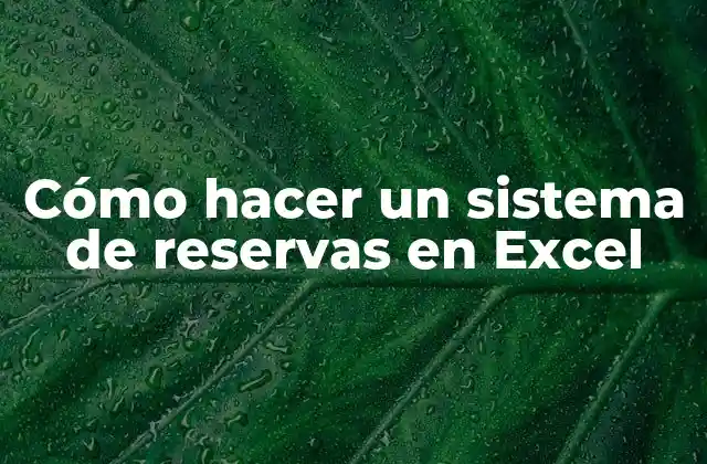 Cómo Hacer un Sistema de Reservas en Excel