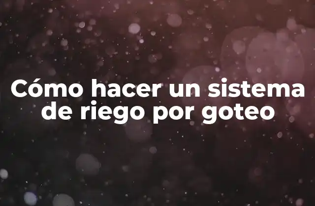 Cómo Hacer un Sistema de Riego por Goteo