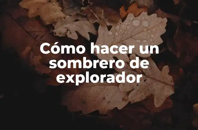 Cómo Hacer un Sombrero de Explorador