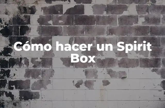 Cómo Hacer un Spirit Box
