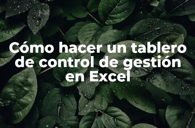 Cómo Hacer un Tablero de Control de Gestión en Excel