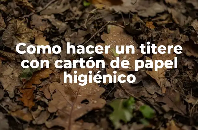 Como Hacer un Titere con Cartón de Papel Higiénico
