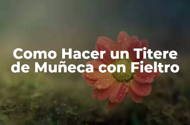 Como Hacer un Titere de Muñeca con Fieltro