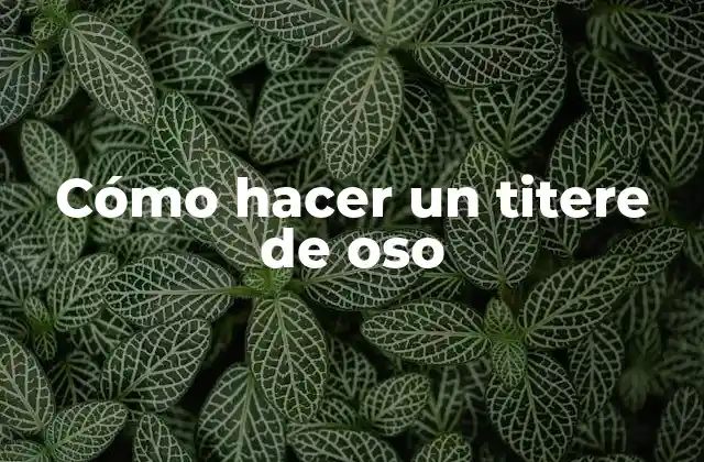 Cómo Hacer un Titere de Oso