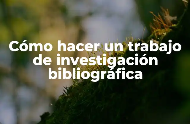 Cómo Hacer un Trabajo de Investigación Bibliográfica