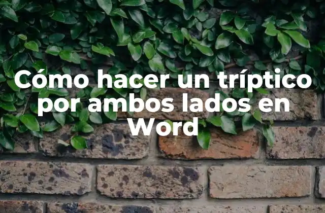 Cómo Hacer un Tríptico por Ambos Lados en Word