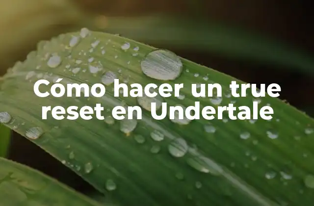 Cómo Hacer un True Reset en Undertale