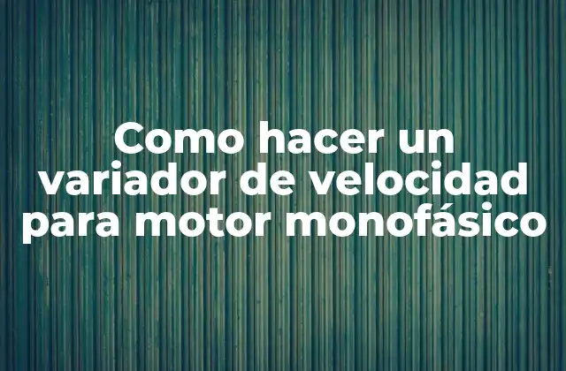 Como Hacer un Variador de Velocidad para Motor Monofásico
