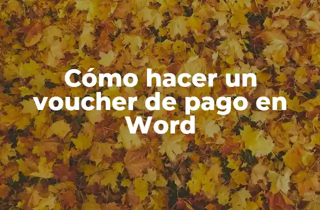 Cómo Hacer un Voucher de Pago en Word