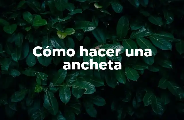 Cómo Hacer una Ancheta