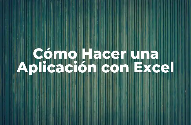 Cómo Hacer una Aplicación con Excel