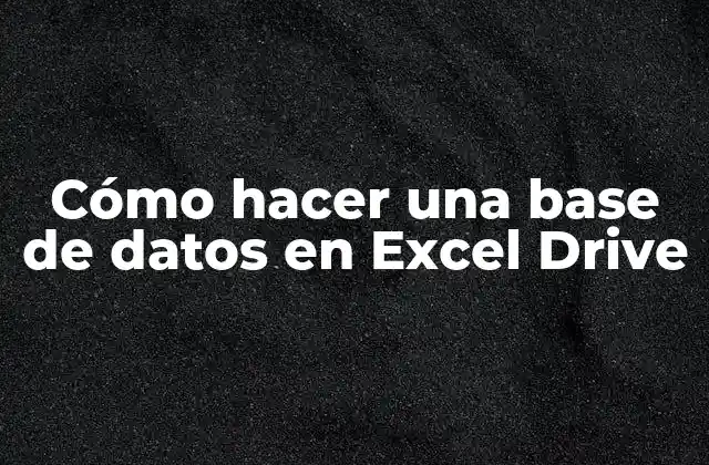 Cómo Hacer una Base de Datos en Excel Drive