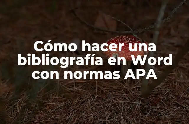 Cómo Hacer una Bibliografía en Word con Normas Apa