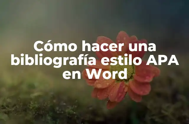 Cómo Hacer una Bibliografía Estilo Apa en Word