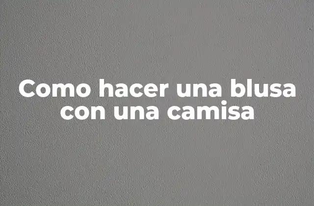 Como Hacer una Blusa con una Camisa