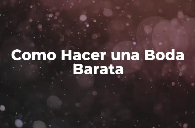 ¿Qué es una Boda Barata?